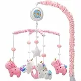 Baby Mobile Babybett, Mobile Baby mit 100+ Musik und Projektion, Baby Mobiles elektrisch für Bett, Perfekte Geschenk Für Mädchen(Einhorn)