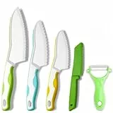 Goodchef Montessori Kindermesser Set 5-teiliges Set, Kindermesser ab 2 Jahren, BPA-frei & sicheres Lernmesser,Montessori Schneidewerkzeug,kinder kochset,Geschenk für Kinder.