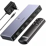 UGREEN 8K@60Hz HDMI Switch 5 in 1 Out Aluminium Unterstützung 4K@240Hz HDR10+ HDCP 2.3 CEC HDMI 2.1 Switch Splitter mit Stromadapter Kompatibel mit PS5/4 Xbox Switch