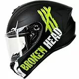 Broken Head Motoradhelm Adrenalin Therapy X4 - Sportlicher Integralhelm - Schwarz-Weiß Matt - Größe L (59-60 cm)
