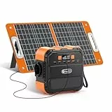 FF FlashFish 120W Powerstation mit Faltbares Solarpanel 60W,98Wh Tragbares Kraftwerk,26400 mAh Große Powerbank mit Licht und Steckdose,Notstromversorgung für Garten Outdoor oder auf Tour
