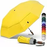 Royal Walk Regenschirm Taschenschirm Sturmfest Automatik Auf und Zu Winddichter Doppelverdeck Klein Stabil Schirm Reflektierend mit Luxuriösem Echtholzgriff für Damen und Herren Umbrella