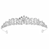 Krone Damen, Silberne Prinzessinnen Diadem für Damen, Brautkrone Hochzeit Diademe Kristall Tiara Krone Haarreif für Frauen Mädchen Hochzeit Geburtstag Abschlussball Party Haarschmuck
