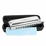 CASCHA Mundharmonika Chromatic 10-40 I Chromatische Mundharmonika - 10 Löcher mit 40 Tönen I robustes Edelstahl-Gehäuse - perfekt für Anfänger & Profis I Blues Harp Set inkl. Softcase & Putztuch
