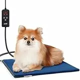 pecute Haustier Heizkissen, Katzen & Hund Heizmatte Innen, Hunde Heizkissen Sicher, 6 Stufen Temperatur & Timing Einstellbar Elektrisch Haustier Heizdecke für Hunde Katzen(M, 40x45cm)