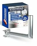SCHWAIGER SAT Balkonhalterung 30 cm I Satellitenschüssel Halterung für SAT-Schüsseln bis ∅ 90 cm I Windbeständig bis zu 190 km/h I Balkonhalter aus rostfreiem Aluminium I Inkl. Befestigungsmaterial