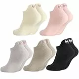 Smivyhp 5 Paar Kuschelsocken Damen 39-42 Flauschige Kuschel Socken Damen Weiche Bettsocken Warm Winter Flauschsocken Kuschelige Socken Bestickte Socken mit Schleife