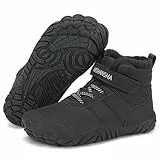 Mishansha Kinder Winter Barfußschuhe Warm Gefüttert Winterschuhe Jungen Mädchen Winterstiefel Leicht rutschfest Winterboots Outdoor Breite Zehenbox Wanderschuhe, Chill II, Schwarz 36 EU