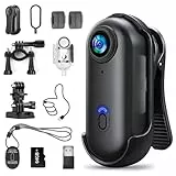 Mini Action Cam POV 1080P, Bodycam körperkamera, Actionkamera mit 64 GB Speicherkarte, 120° Weitwinkel, 120 Min Akku, Helmkamera, Motorrad Kamera, mit Multifunctional Accessories, für Reisen, Outdoor