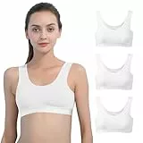 INNERSY Bustier Mädchen Weiß BH Teenager Baumwolle Unterwäsche Sports Bra ohne bügel 3er Pack (L, 3 Weiß)