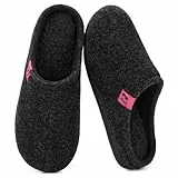 RockDove Damen Hausschuh aus Filz im Clog Stil robust rutschhemmend für den Innenbereich, 42/43 EU, Schwarz