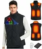 CYCYHEAT Beheizte Weste für Damen und Herren mit 10000mAh 7,4V Akkupack - Gesteppte leichte Heizweste Jacke Mantel mit verbessertem Heizelement, Herren-Weste, Schwarz (+10.000 mAh Akku), L