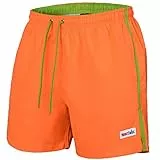 Mount Swiss Männer Badehose Dario mit seitlichen Taschen Gesäßtasche I Modische Herren Shorts Schwimmen Freizeit Wassersport I Badeshorts in der Farbe Orange, Größe 5XL