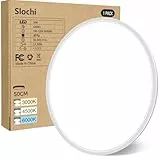slochi Deckenlampe LED Deckenleuchte Flach 46W, Ø50CM, 3Farben 3000K/4000K/6500K, IP44 Badlampe, 4600LM Modern LED Lampe Decke Küchenlampe für küche Badezimmer Schlafzimmer Flur Wohnzimmer,Weiß