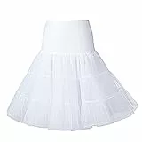 Boolavard 1950's 26' Petticoat Reifrock Unter Rock Unterrock Underskirt Crinoline Röcke Vintage Swing Oktoberfest Kleid - Rot, Schwarz, Weiß, Blau, Rosa (S-M, Weiß)