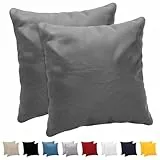 Dreamzie Kissenbezug 40x40 (Set mit 2) - 100% Jersey Baumwolle 150 g/qm Kissenbezüge -Anthrazit - Für Kissen 40 x 40 cm - Kissenhülle - Kissenbezug - Resistent und Hypoallergen