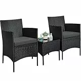Yaheetech Balkonmöbel Set, Gartenmöbel-Set 3 TLG. inkl. 2 Stühle mit Sitzkissen & Tisch, Terrassenmöbelset Gartensitzgruppe Lounge Set aus PE-Polyrattan für Balkon/Terrasse