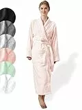 SIEGENTHAL® Damen Bademantel Frottee Velour 100% Baumwolle mit Schalkragen Flauschig - Rosé S - M