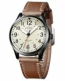 CIVO Herrenuhr Analog Quarz Outdoor: Mode Uhr mit Groß Zahlen - Leder Wasserdicht Geschenk für Männer
