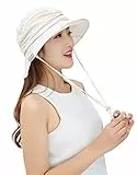 Damen Sonnenhüte Strandhut Faltbar Eimer Hut mit abnehmbarem Schleier Anti-UV-Hut UPF 50+ Sonnenschutz Kopfbedeckung