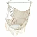 Hängesessel für Indoor und Outdoor mit 2 Kissen, Bis 150 kg, Hängestuhl für Erwachsene, Schlafzimmer und Garten
