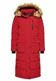 Superdry Damen Langer Everest Mantel mit Kunstfellbesatz Rot 38