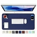 GOMIN Schreibtischunterlage 80x40cm - PU Leder Mauspad Wasserfest & Rutschfest - Laptop Tischunterlage Groß - Leicht zu reinigende Schreibunterlage - Mousepad XXL für Büro und Home-Office - Blau