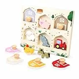 Nabance Holzpuzzle ab 1 Jahr Bauernhof Tier Puzzles Steckpuzzle Holz ab 1 2 3 Jahr Lernspielzeug Holzspielzeug Baby Puzzle Montessori Spielzeug Geschenk Geburtstag Ostern Weihnachten Junge Mädchen