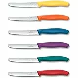 Victorinox Swiss Classic, Frühstücksmesser, Brötchenmesser, Scharfe Klinge, Wellenschliff, 11 cm, Kunststoffgriff, Rostfreier Stahl, Set 6teilig