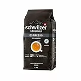 Schwiizer Schüümli Espresso, 100% Arabica Kaffeebohnen, kräftig-intensiv, ideal für Vollautomaten, Stärke 4/5, mittlere Röstung, Rainforest Alliance, 1kg