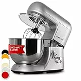 Klarstein Küchenmaschine, Knetmaschine mit 5L Schüssel, 1800W Profi Küchenmaschine mit Knethaken und Schneebesen, Universal Küchenmaschine mit 6 Stufen, Teigmaschine zum Rühren, Kneten und Aufschlagen