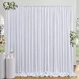 3m x 3m Dicker Weiß Hintergrund Vorhang für Parteien, 2-Platten Weiß Polyester Hochzeit Hintergrund Vorhänge für Geburtstags Fotografie Party Home Dekorationen