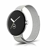 SeNool Armband für Google Pixel Watch 4/3/2/1 (41mm), Edelstahl Metall Atmungsaktiv Mesh Uhrenarmband für Google Pixel Watch 4/3/2/1 (41mm) - Silber