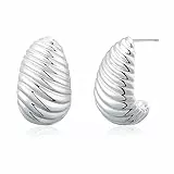 Rajputana Chunky Silver Earrings for Women Girls Leichtgewicht Offene Ohrringe Vergoldet für Frauen Mädchen