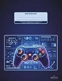 Gamer Lined Notebook - 8.5 x 11 in – 100 pages: Dark Blue Neon Command Center Lined Journal | Large Letter Size College Ruled Pages with Tech ... Gamers, Data Science Students, and Streamers