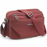 YERUUE Umhängetasche Damen Mittelgroß Handtasche Damen Wasserdicht Nylon Crossbody Bag mit Vielen Fächern, Leichte Schultertasche Klein Messenger Bag mit Verstellbar Breitem Schultergurt(Burgunderrot)