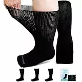 LOFIR Diabetiker Socken Herren Damen: Diabetikersocken Ohne Gummibund Baumwolle Herren Socken Extra Weit Breiter Gürtel Ohne Naht Socken für Senioren Geschwollene füße 3 Paare Schwarz 39-46