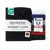 Komfortec Mikrofaser Spannbettlaken 180x200 cm – Weiches Spannbetttuch mit Rundumgummi – Fitted Sheet für Matratzen bis 30 cm – Schwarz – Oeko-Tex – Pflegeleicht & Hautfreundlich – 90g/m²