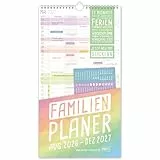 Häfft® Familienplaner 2026/2027 5 Spalten mit Sticker 'Rainbow' Wandkalender für 17 Monate: Aug 26 bis Dez 27 - Jahreskalender für Familien