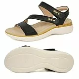 Ortho+rest Damen Sandalen mit Komfort-Fußgewölbestütze Bequeme Gehsandalen(Black,37)