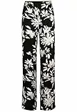 Tamaris Damen AOP Hose mit weitem Bein ALAMAR Schwarz 36