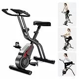 CURSOR Ergometer Hometrainer Fahrrad, Heimtrainer Fahrrad Klappbar 5-in-1 Indoor Bike, 16-Stufen Magnet-Widerstand, Cardio mit Pulsmessung & LED Display, Weicher Sitz, 136kg Belastbarkeit
