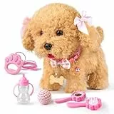 Stimmungs Interaktives Haustier Hund mit Funktion für Kinder,Hund mit Leine der Läuft und Bellt Spielzeug mit Gehen,Bellen,Schwanzwedeln,Elektronisches HaustierHund für Kleinkinder Mädchen Junge