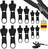 Reissverschluss Reparatur Set Ersatz, 3 Größen Abnehmbare Reisverschluss-zipper Ersatz, Reißverschluss Reparaturset für Jacken, Rucksäcke,Ohne Zusatzwerkzeuge Einfach Montierbar Zipper Pull (12)