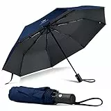 Vicloon Regenschirm, Taschenschirm Auf-Zu-Automatik, Regenschirm Sturmfest, 210T Teflon-Beschichtung, lLeicht, Stark, für Herren und Damen (Marineblau)