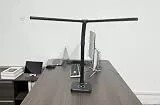 tantu Schreibtischlampe Led Dimmbar,SchreibtischLampe mit 15W Wireless Charging und USB Ladefunktion,24W 80CM Doppelkopf Schreibtisch Lampe,5 Farb 5 Helligkeitsstufen Desk Lamp,Bürolampe (Grau)