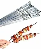 Profi BBQ Edelstahl Grillspieße, Extra Breit: 1 cm und Extra Stark 2 mm Dicke (10 St, 50cm) Fleischspieße, Schaschlikspieße Mangal Schampura Spieße Skewers Schaschlik Kebap Spiesse Grillspiesse