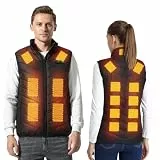 Armorget Beheizbare Weste, 3-Stufige Temperaturregelung mit 17 Heizzonen, USB-Aufladbare Heizweste, Waschbare Beheizbare Jacke für Outdoor-Camping und Wandern (Ausgenommen Batterien) S Schwarz