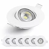 EMOS LED Einbaustrahler 230V, 5W / 450lm, 50° schwenkbar, Deckenspots warmweiß 3000k | Einbaustrahler LED Spot flach 68mm Lochmaß | Set mit 6 Stück LED Spots 230V, Einbauleuchten rund (Farbe weiß)