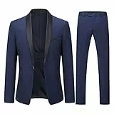 YOUTHUP Anzug Herren Anzug Slim Fit 2 Teilig Anzüge Schalkragen Herrenanzug für Hochzeit Business, Dunkelblau, L